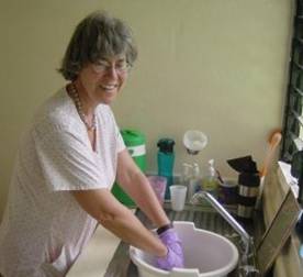 Susan Andrews, R.N. volunteering at A Mother's Wish Foundation - Operating Pequenos Pasitos, a clinic and community center outside of Santiago, Domincan Republic.