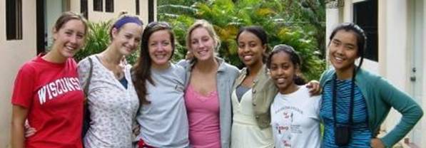 Kati Johnston, Maddie Whalen, Reina Chamberlain, Megan Attridge, Rebeka Gobeze and Lucia Dong Wang at A Mother's Wish Foundation - Operating Pequenos Pasitos, a clinic and community center outside of Santiago, Domincan Republic.